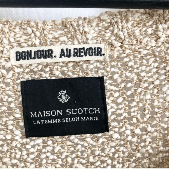 Maison Scotch tan and white 3/4 sleeve knit - Picture 2 of 5